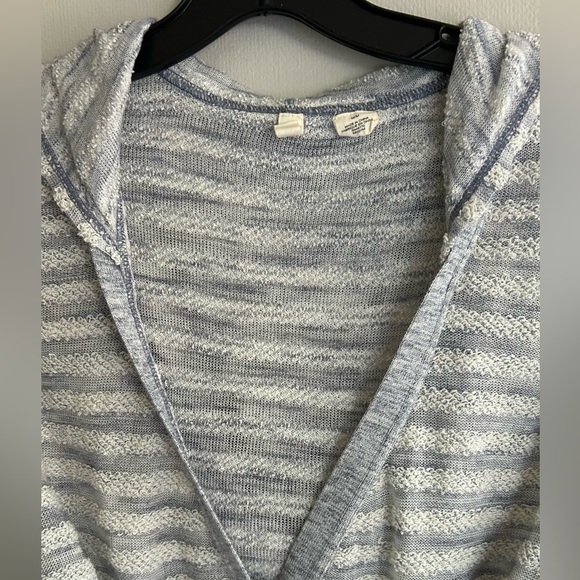MOTH Terry Stripe Cardigan Sweater Lightweight Button Hood Coastal Classic | M - Picture 11 of 16